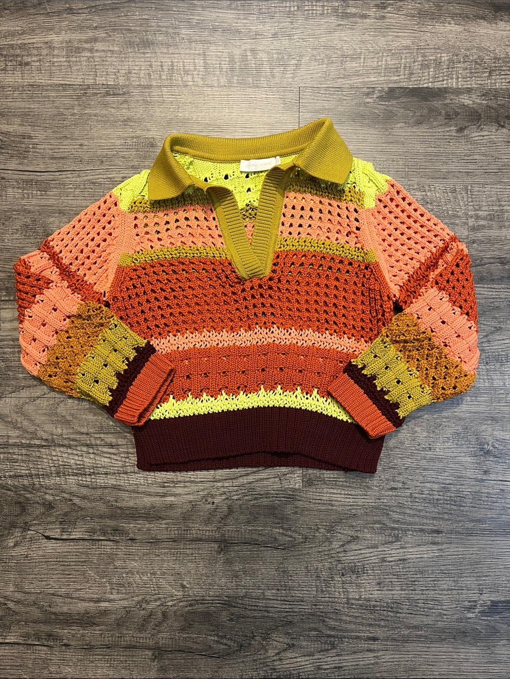 Jonathan Simkhai Knit Stripe Openwork Polo Sweater - Multi-Color
